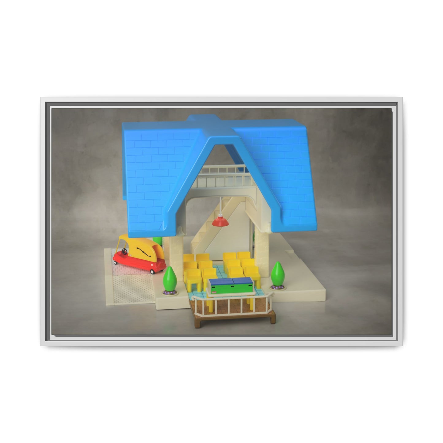 Funeral Home Dollhouse Framed Canvas Gallery Wrap