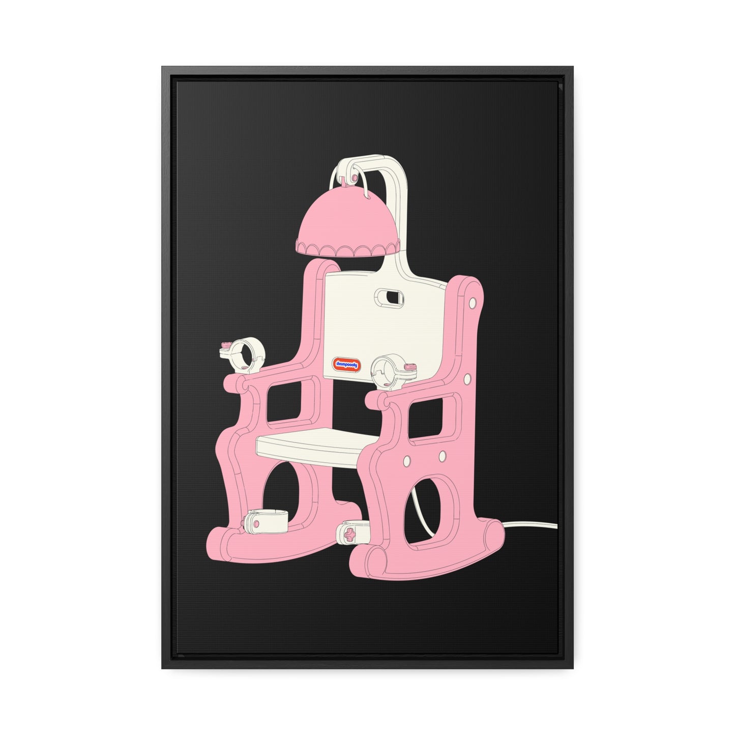 Electric Chair Illustrated Framed Canvas Gallery Wrap (Black)