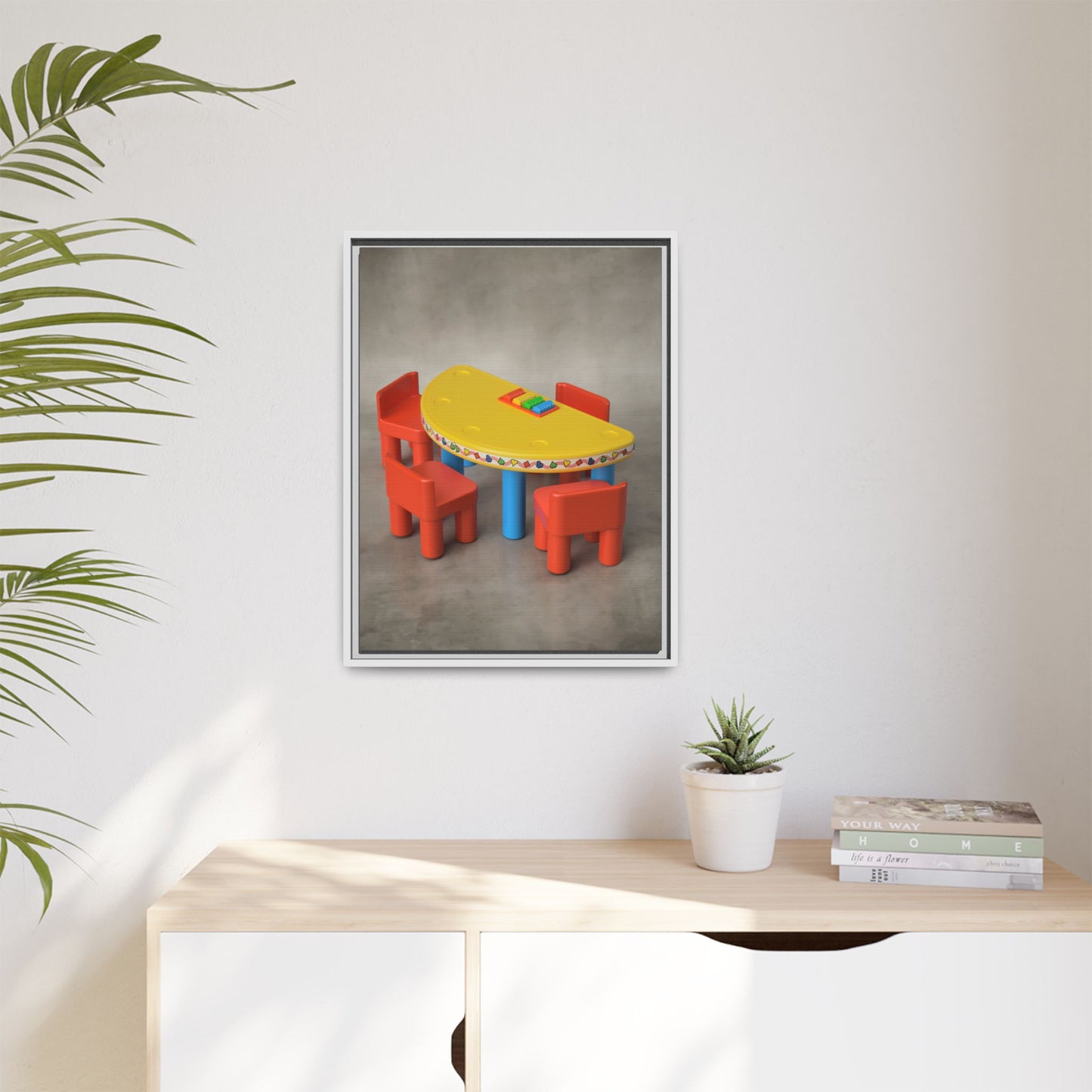 Poker Table Framed Canvas Gallery Wrap