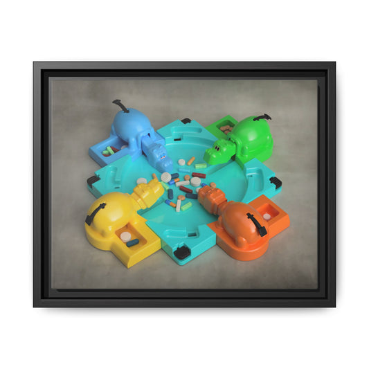 Hungry Hippos Framed Canvas Gallery Wrap