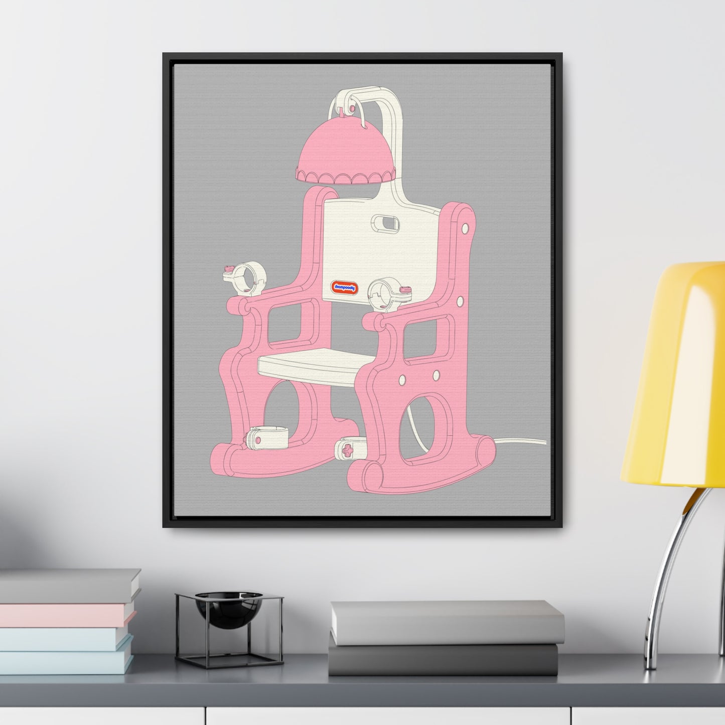 Electric Chair Illustrated Framed Canvas Gallery Wrap (Grey)