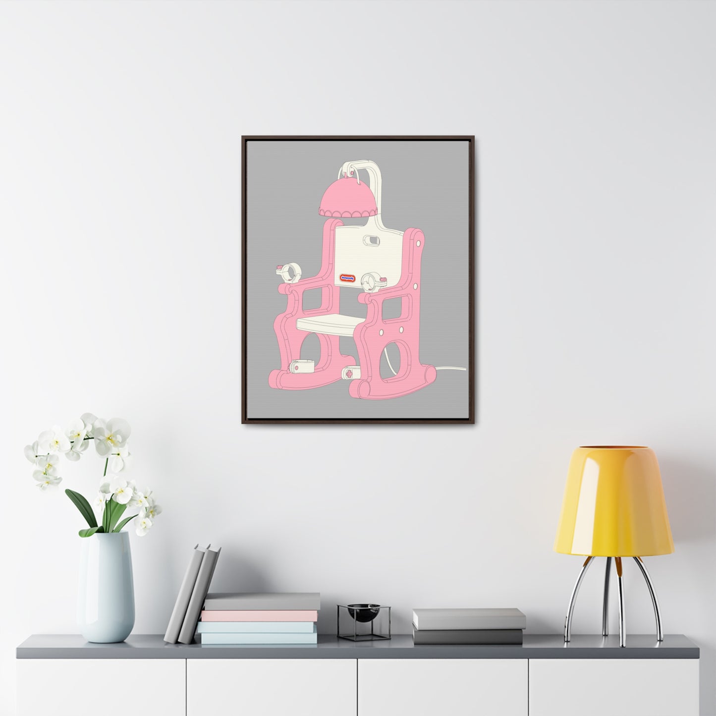 Electric Chair Illustrated Framed Canvas Gallery Wrap (Grey)