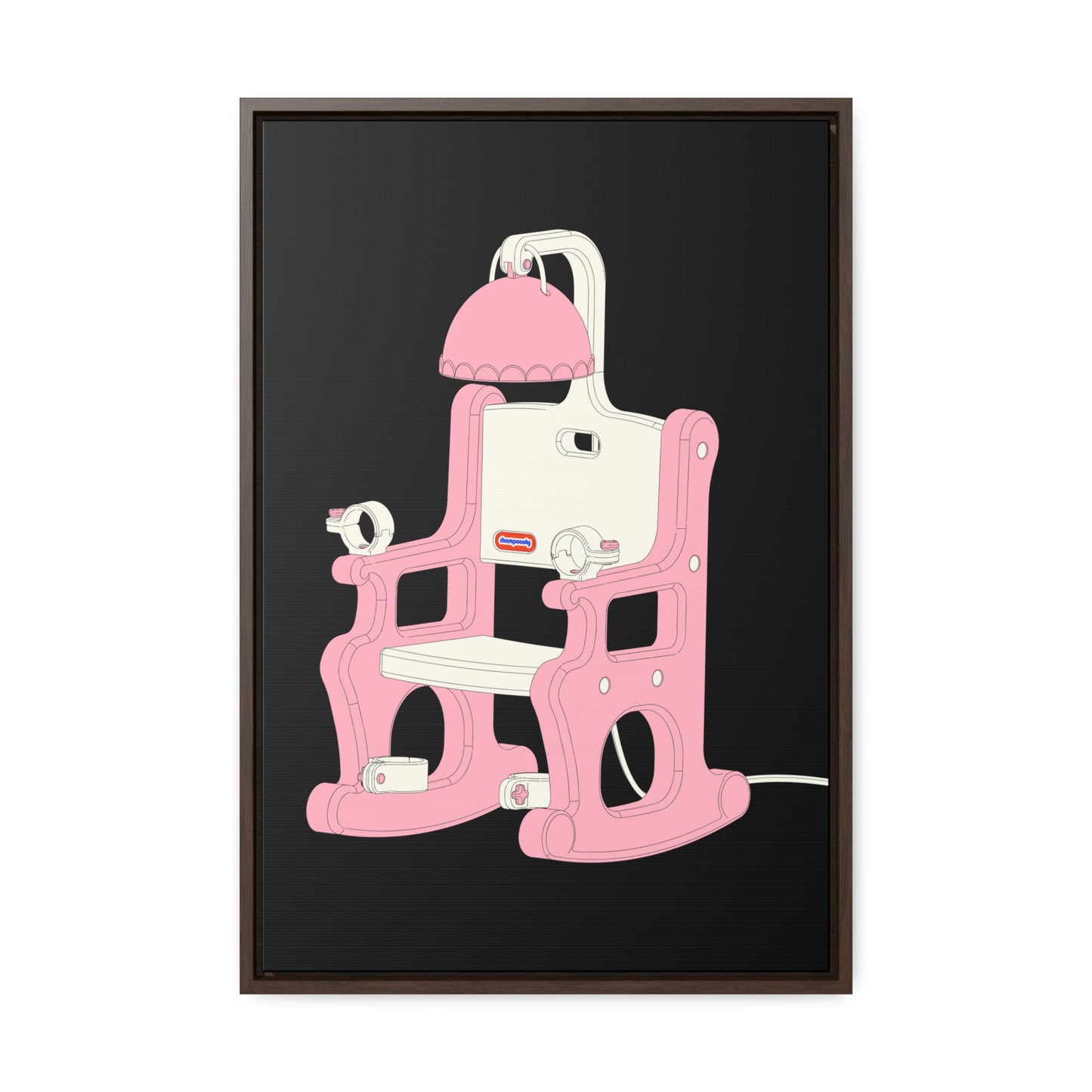 Electric Chair Illustrated Framed Canvas Gallery Wrap (Black)