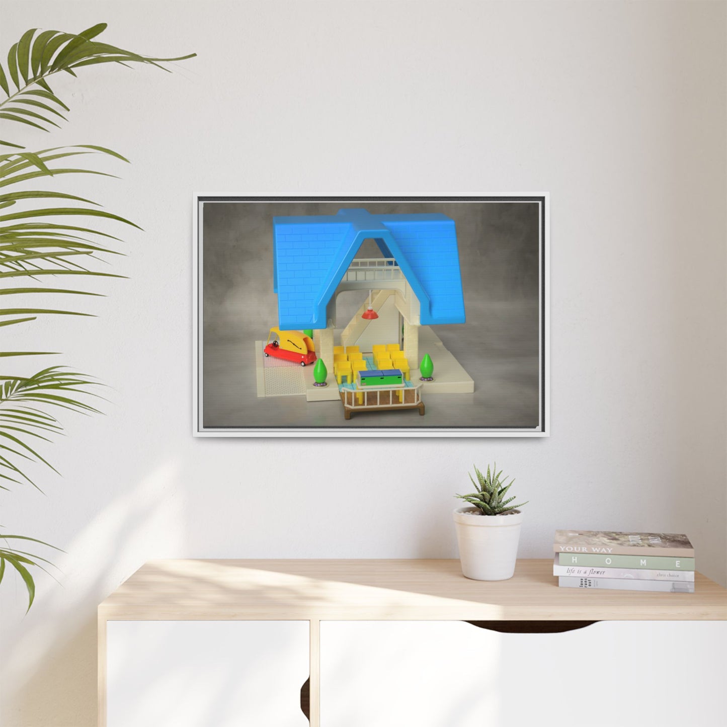 Funeral Home Dollhouse Framed Canvas Gallery Wrap