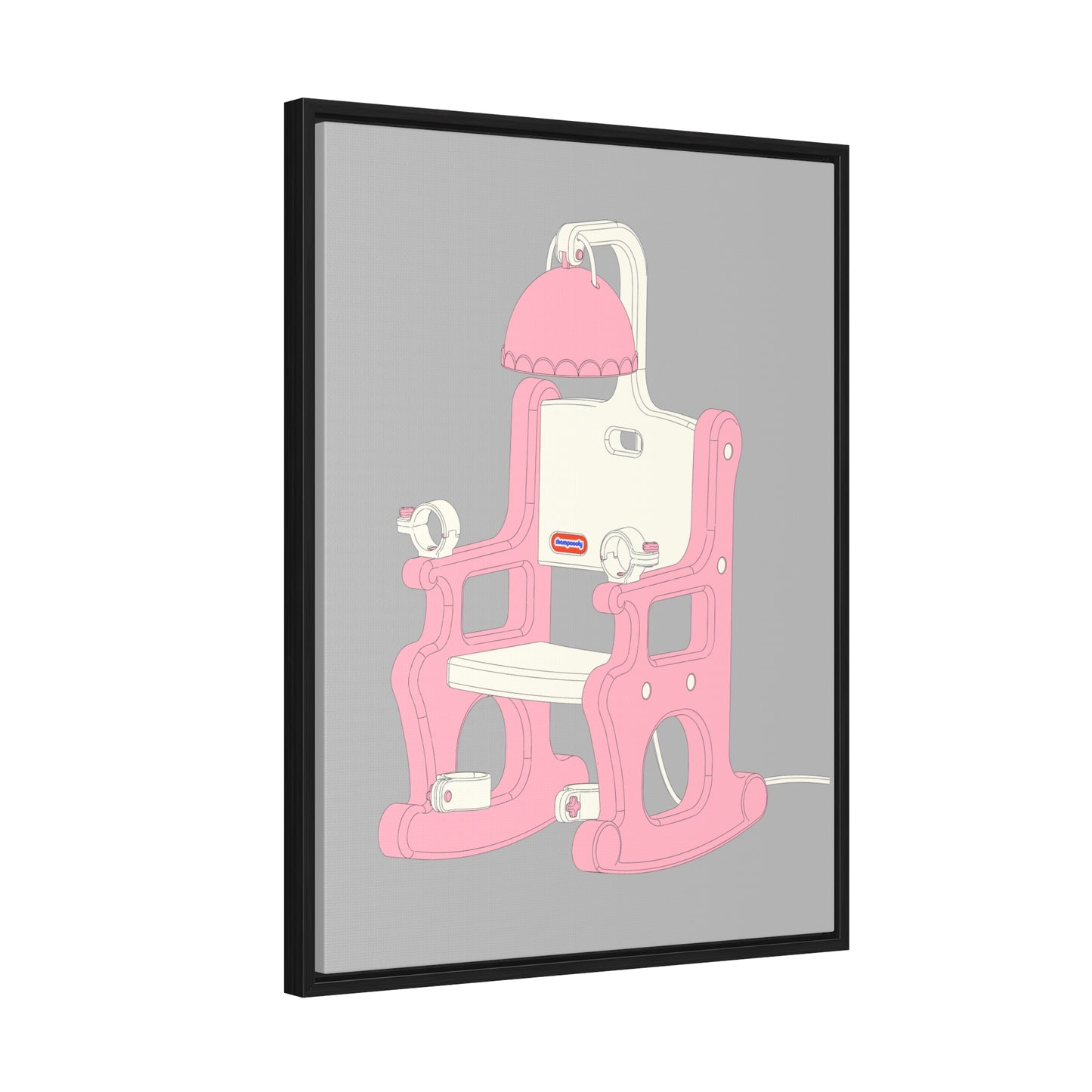 Electric Chair Illustrated Framed Canvas Gallery Wrap (Grey)