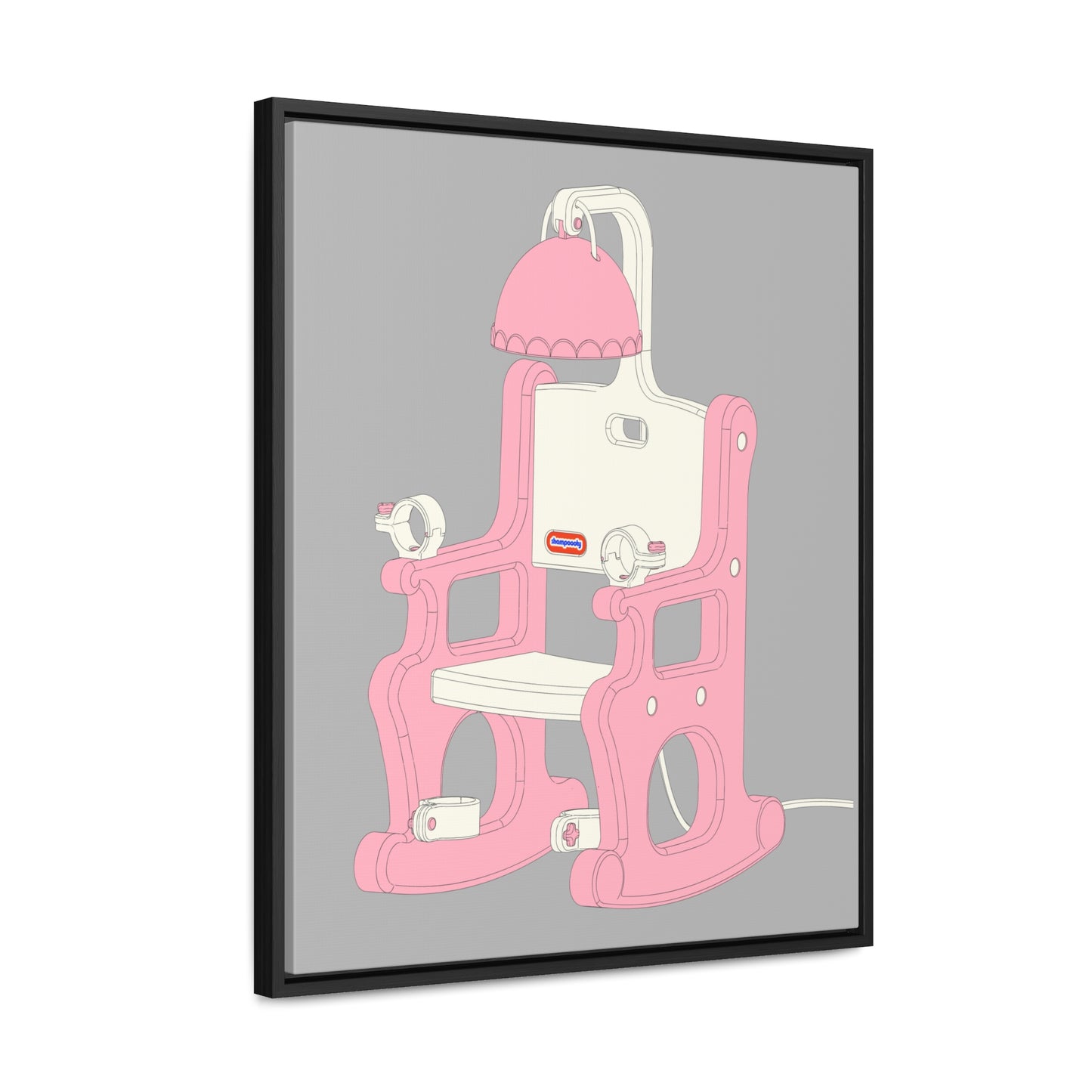 Electric Chair Illustrated Framed Canvas Gallery Wrap (Grey)