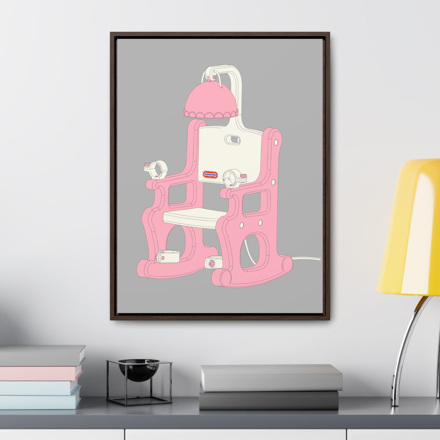 Electric Chair Illustrated Framed Canvas Gallery Wrap (Grey)