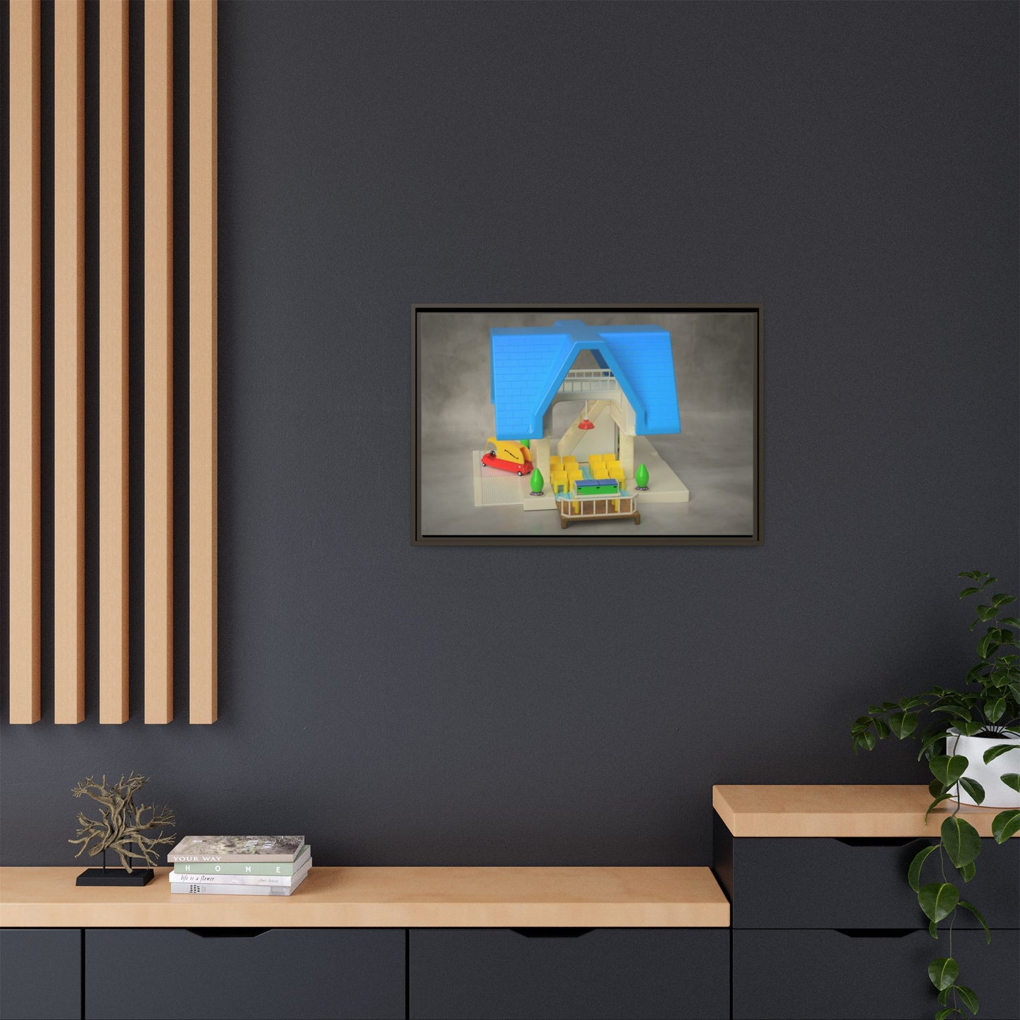 Funeral Home Dollhouse Framed Canvas Gallery Wrap