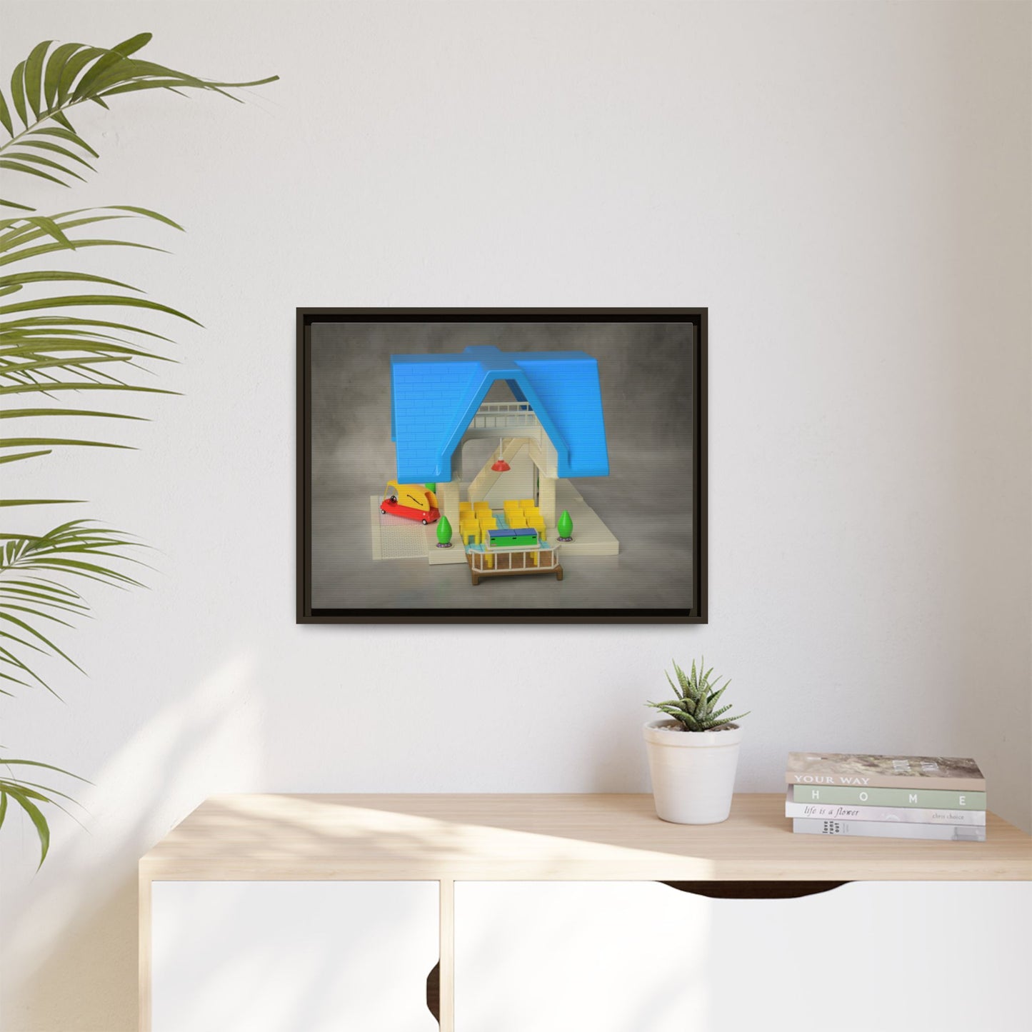 Funeral Home Dollhouse Framed Canvas Gallery Wrap