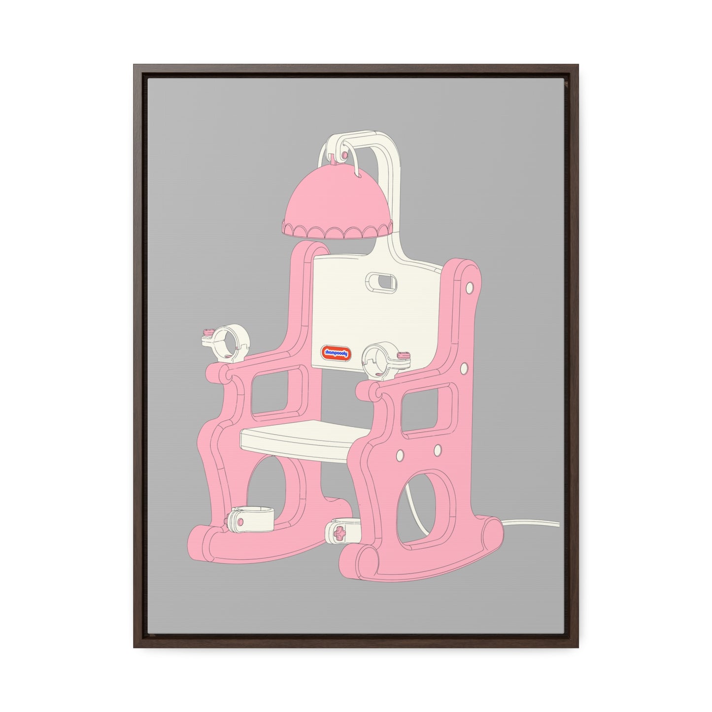 Electric Chair Illustrated Framed Canvas Gallery Wrap (Grey)