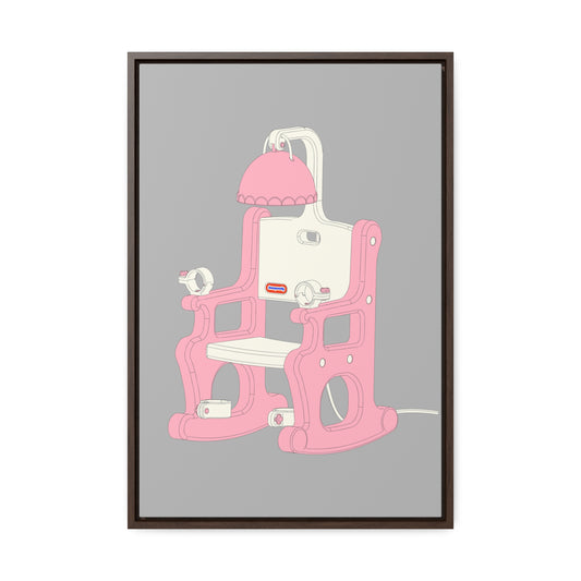 Electric Chair Illustrated Framed Canvas Gallery Wrap (Grey)