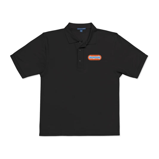 Embroidered 'Happiness' Chevron Polo — Classic Casual Work & Everyday Shirt