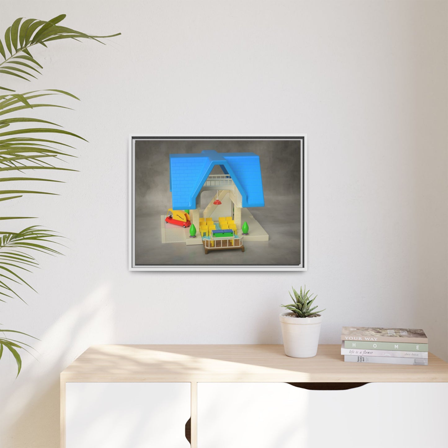 Funeral Home Dollhouse Framed Canvas Gallery Wrap