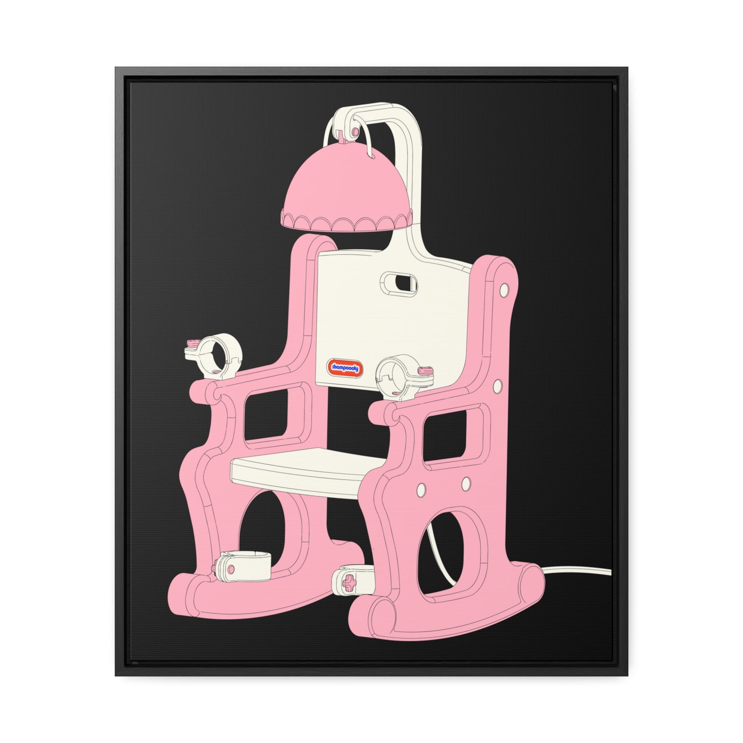 Electric Chair Illustrated Framed Canvas Gallery Wrap (Black)