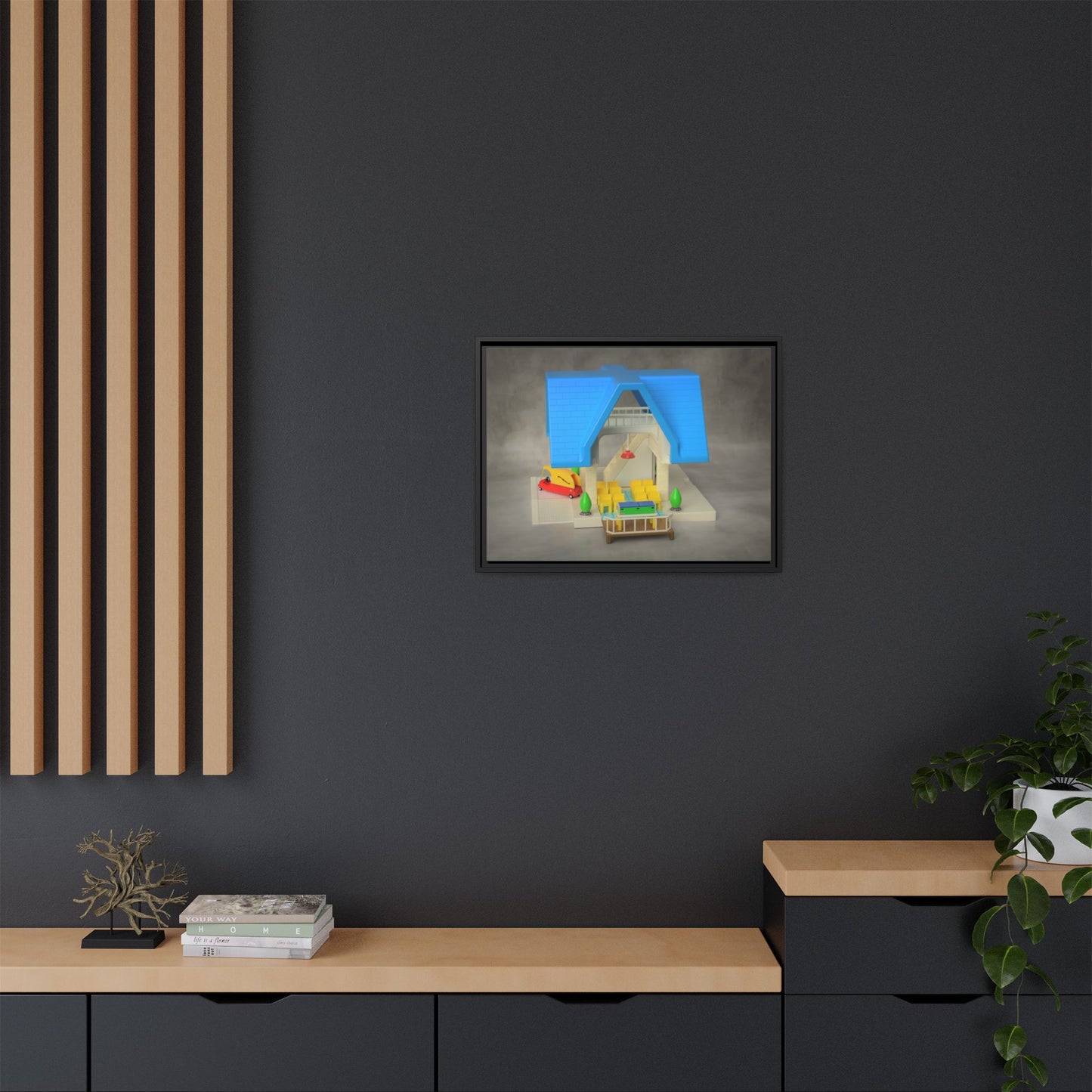 Funeral Home Dollhouse Framed Canvas Gallery Wrap