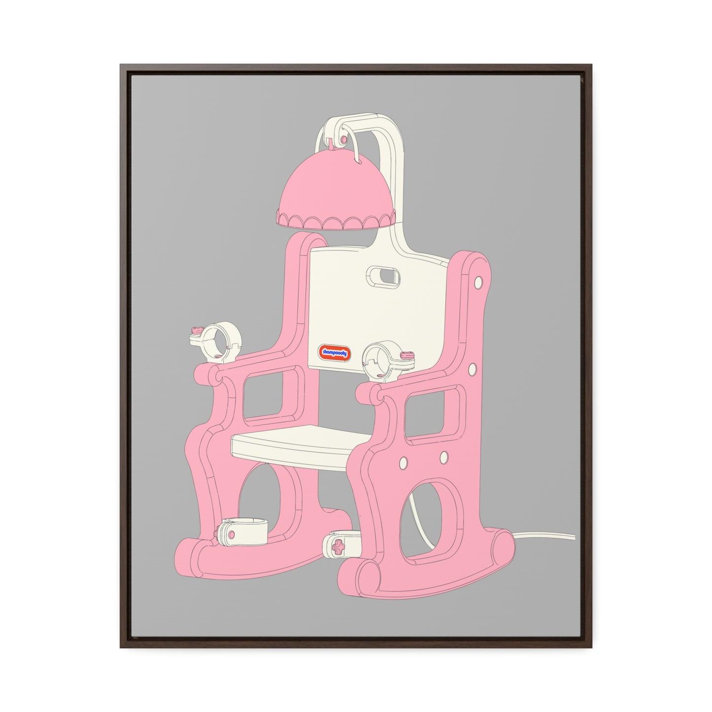 Electric Chair Illustrated Framed Canvas Gallery Wrap (Grey)