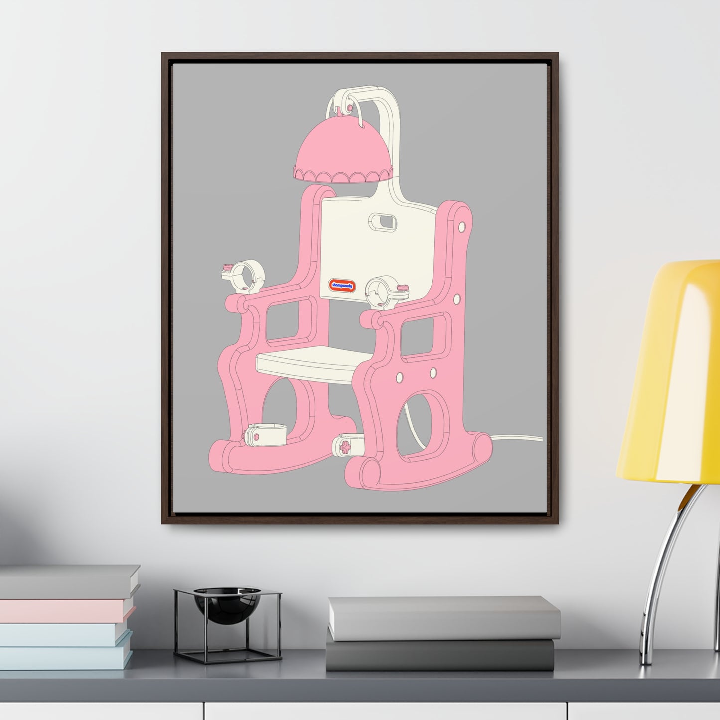 Electric Chair Illustrated Framed Canvas Gallery Wrap (Grey)