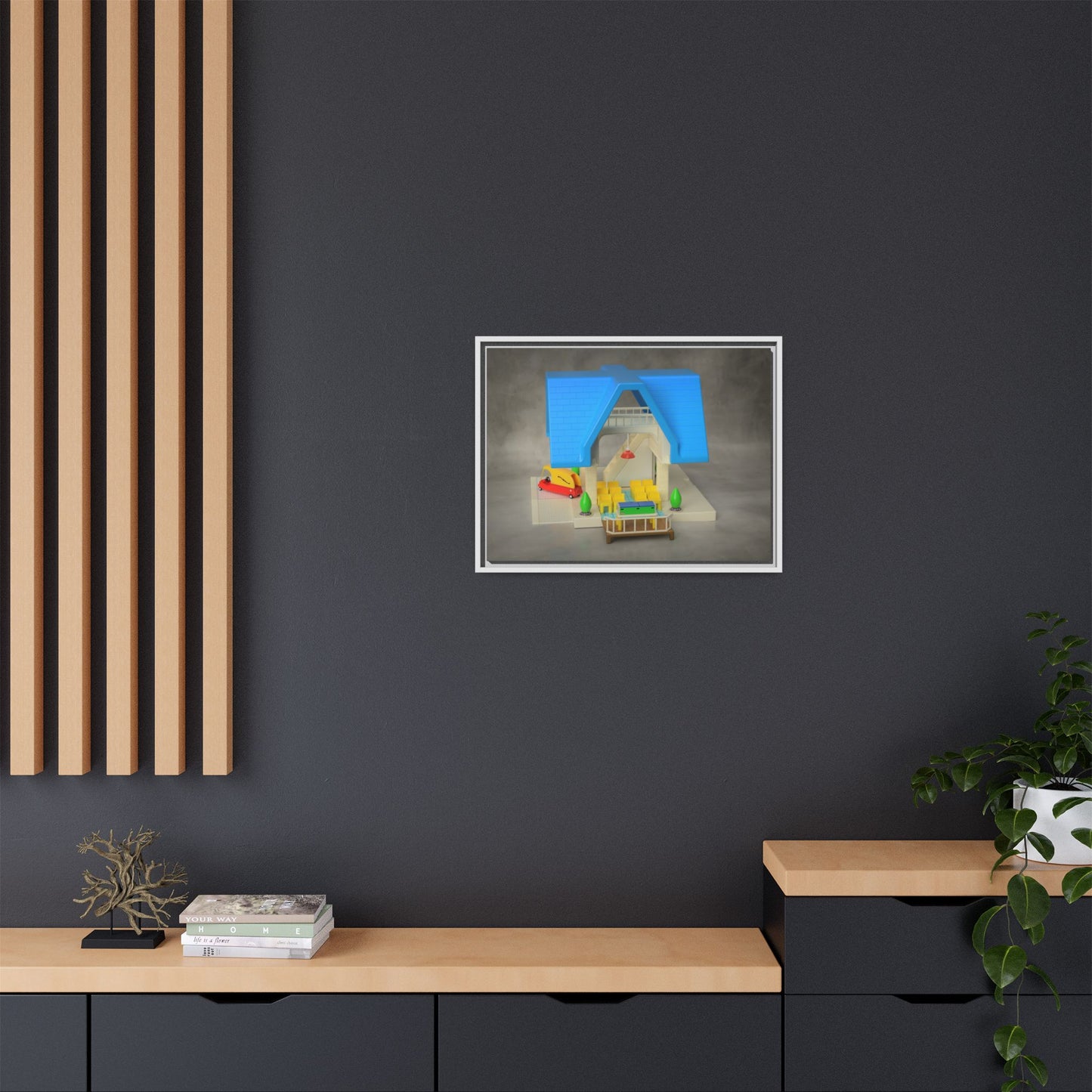 Funeral Home Dollhouse Framed Canvas Gallery Wrap