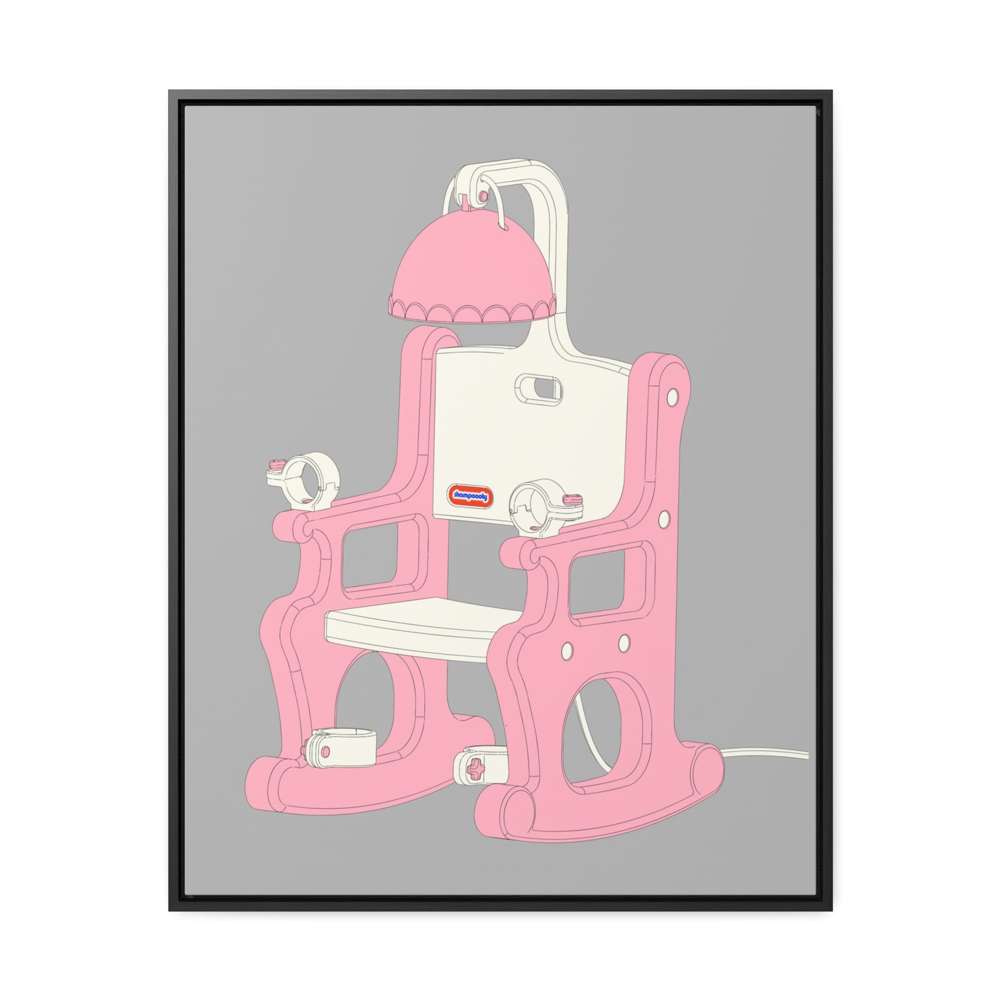 Electric Chair Illustrated Framed Canvas Gallery Wrap (Grey)