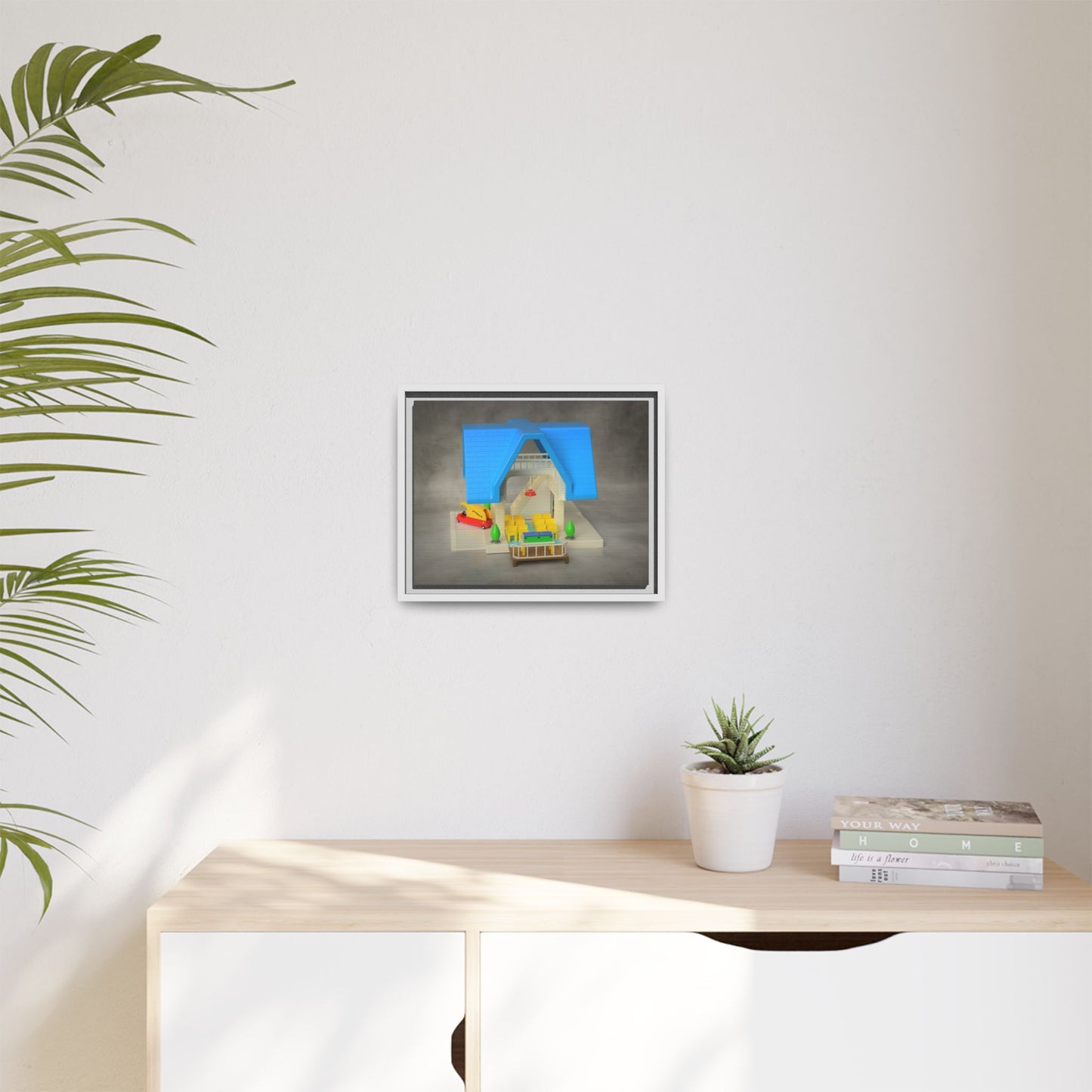 Funeral Home Dollhouse Framed Canvas Gallery Wrap