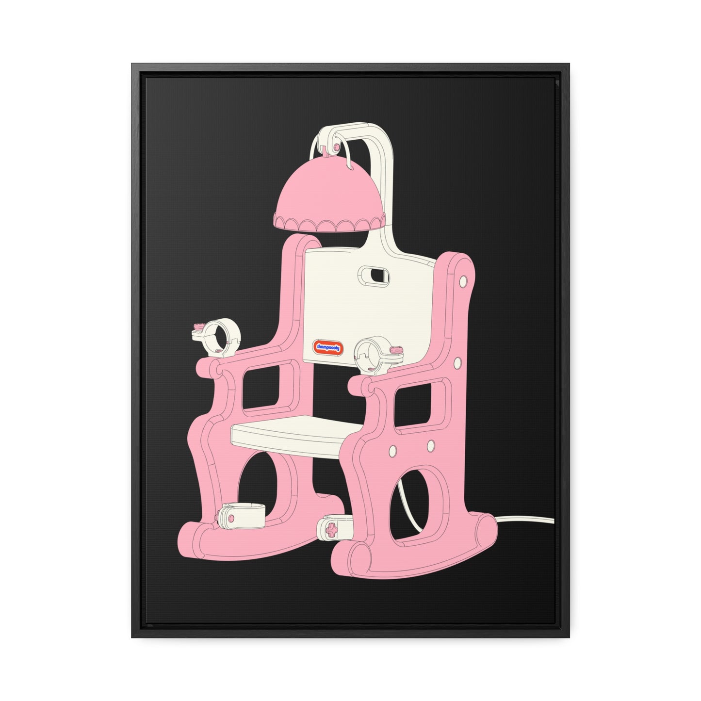 Electric Chair Illustrated Framed Canvas Gallery Wrap (Black)