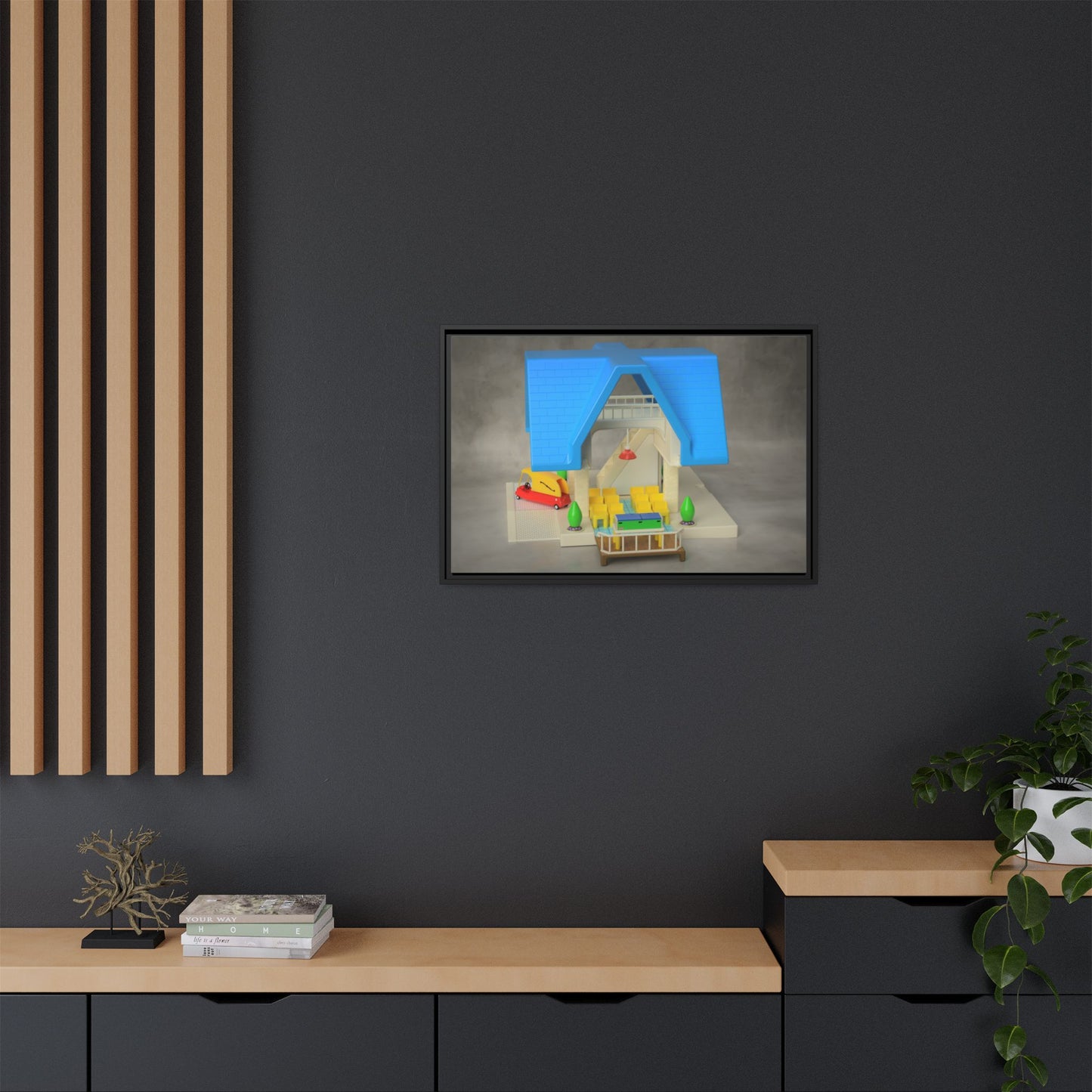 Funeral Home Dollhouse Framed Canvas Gallery Wrap