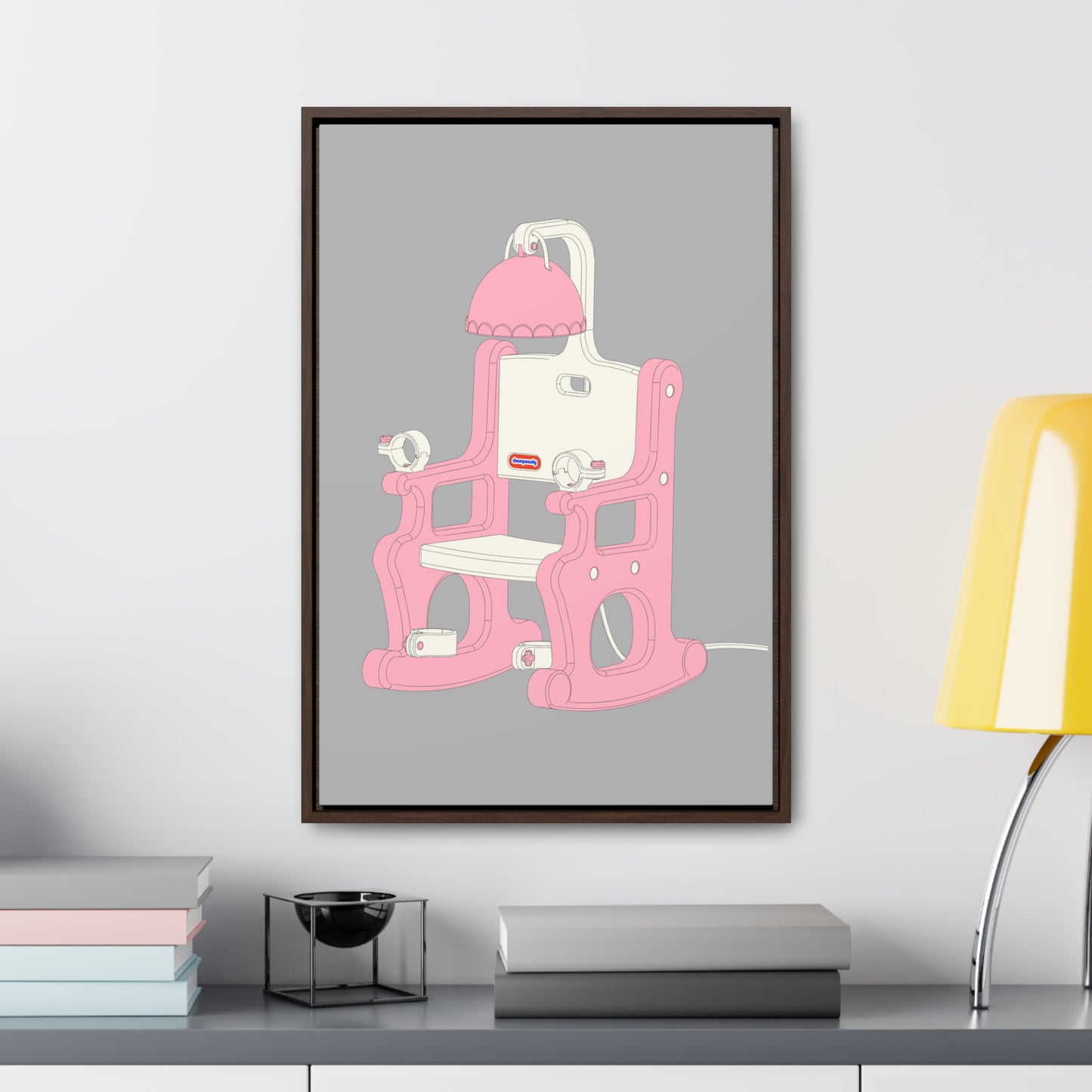 Electric Chair Illustrated Framed Canvas Gallery Wrap (Grey)