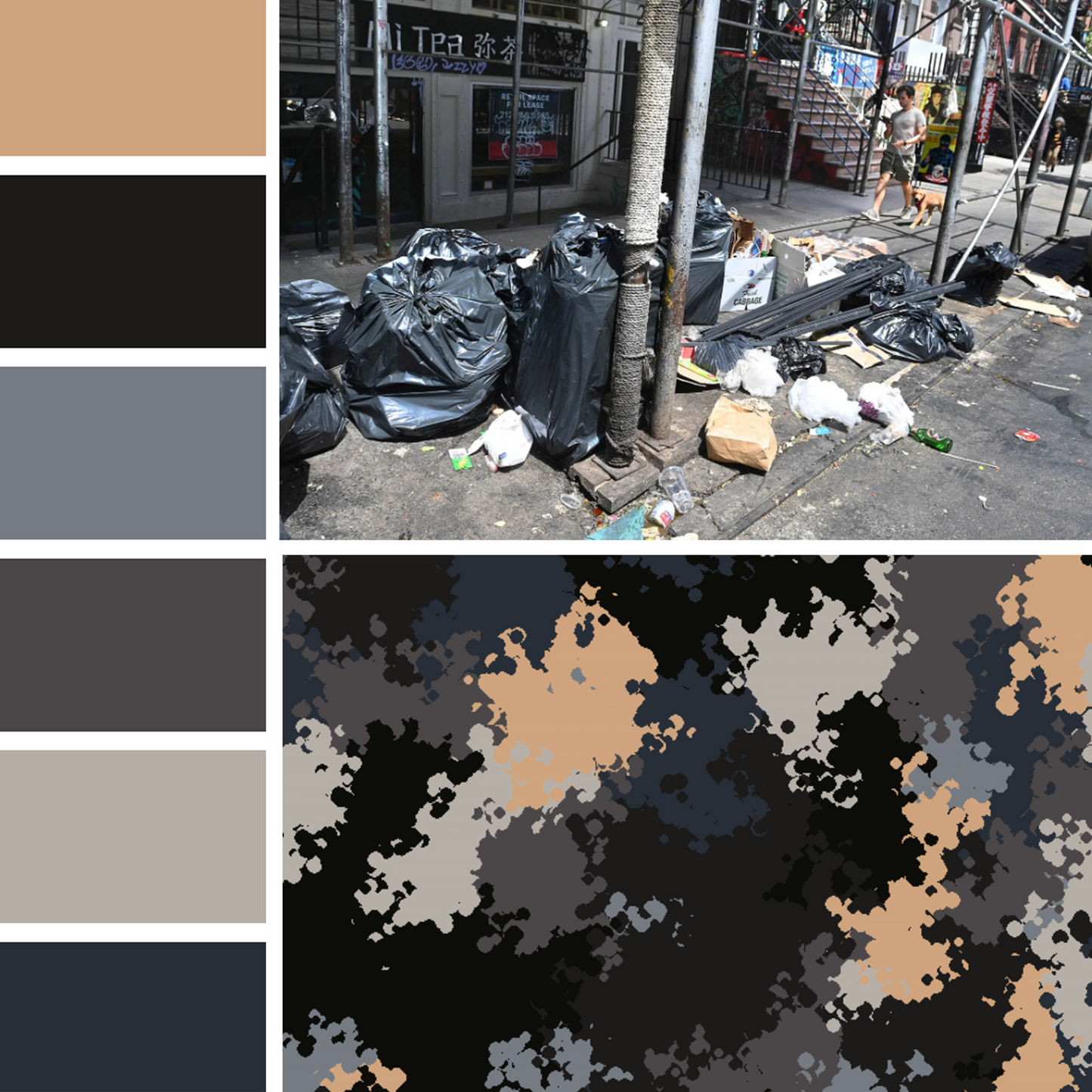 Sudadera con capucha de camuflaje de basura