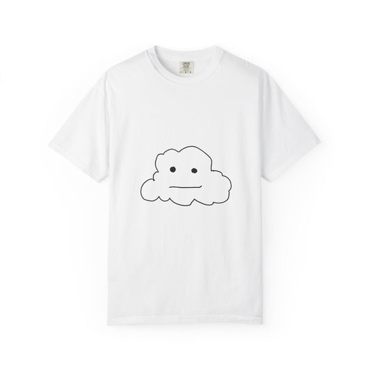 Garment-Dyed T-Shirt with Minimalist Cloud Design, Unisex Tee, Casual Wear, Gift for Friends, Everyday Style, Summer Fashion