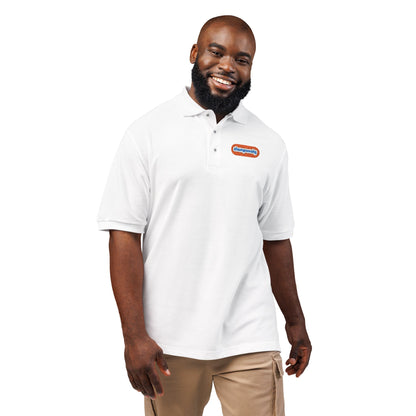 Embroidered 'Happiness' Chevron Polo — Classic Casual Work & Everyday Shirt