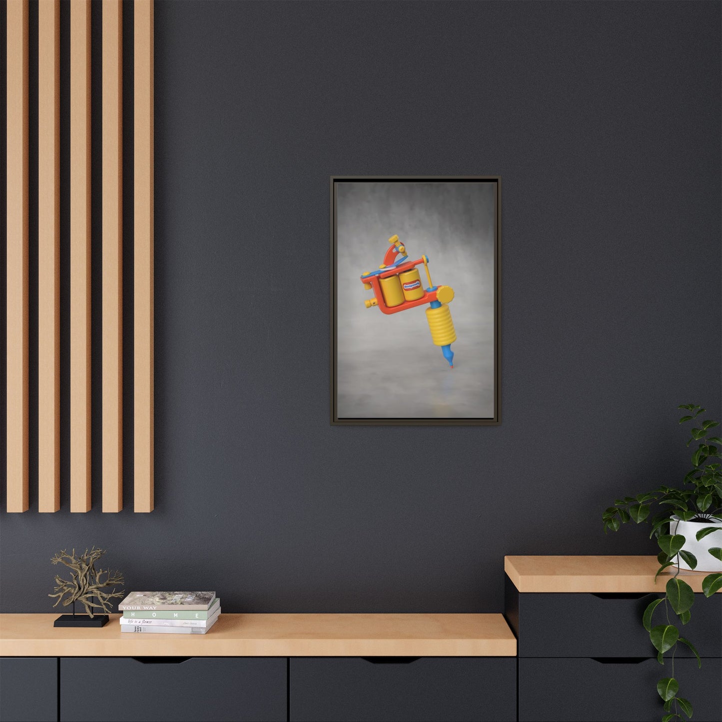 Tattoo Gun Framed Canvas Gallery Wrap