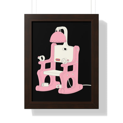 Electric Chair Illustration Framed Print (Black)