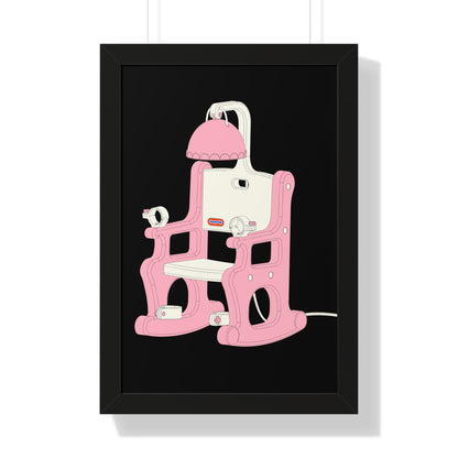 Electric Chair Illustration Framed Print (Black)