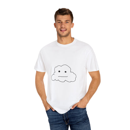 Garment-Dyed T-Shirt with Minimalist Cloud Design, Unisex Tee, Casual Wear, Gift for Friends, Everyday Style, Summer Fashion