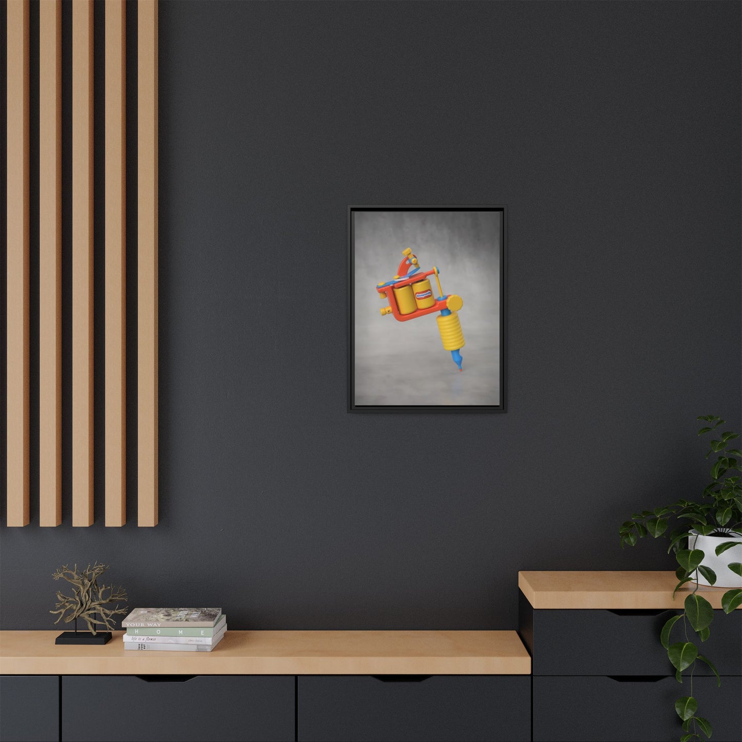 Tattoo Gun Framed Canvas Gallery Wrap