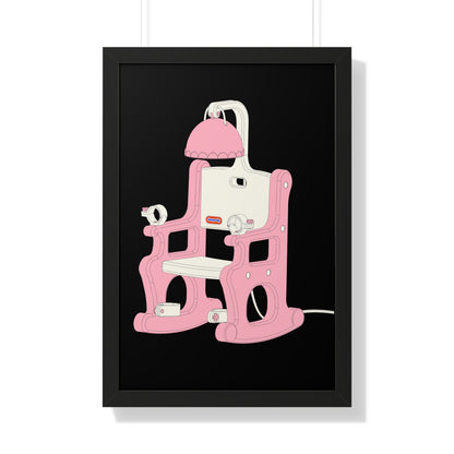 Electric Chair Illustration Framed Print (Black)