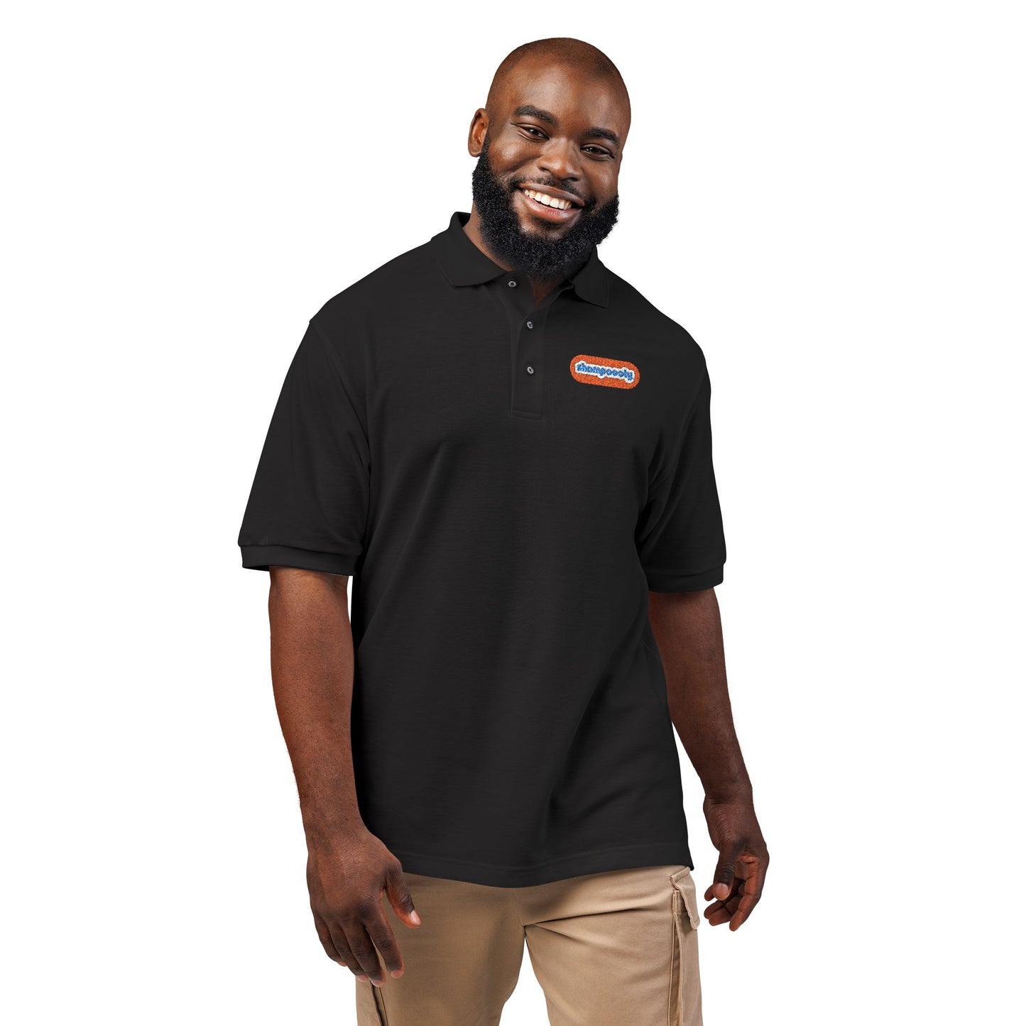 Embroidered 'Happiness' Chevron Polo — Classic Casual Work & Everyday Shirt