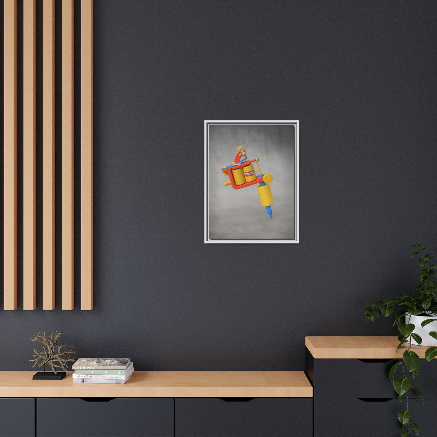 Tattoo Gun Framed Canvas Gallery Wrap