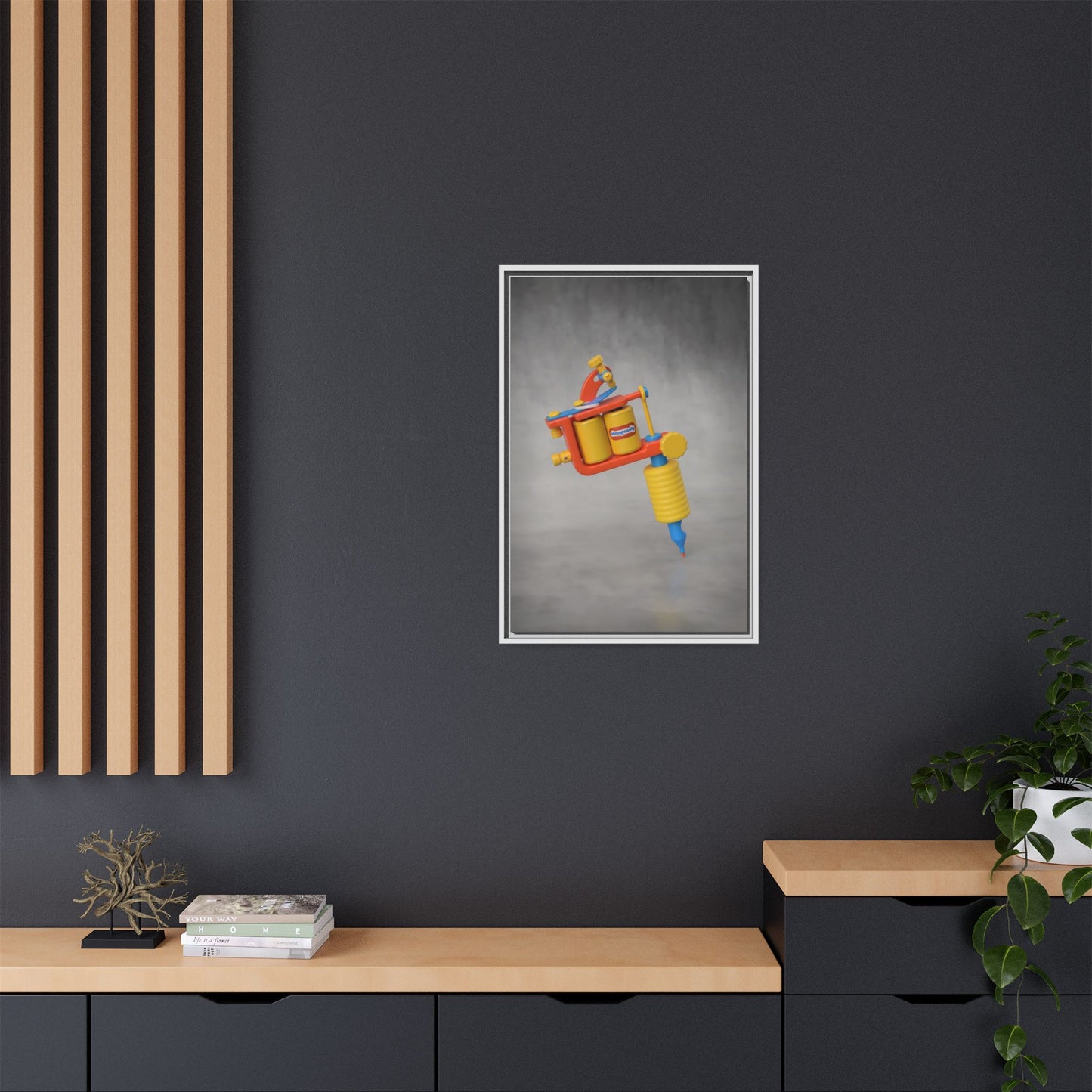 Tattoo Gun Framed Canvas Gallery Wrap