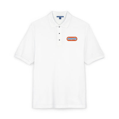 Embroidered 'Happiness' Chevron Polo — Classic Casual Work & Everyday Shirt