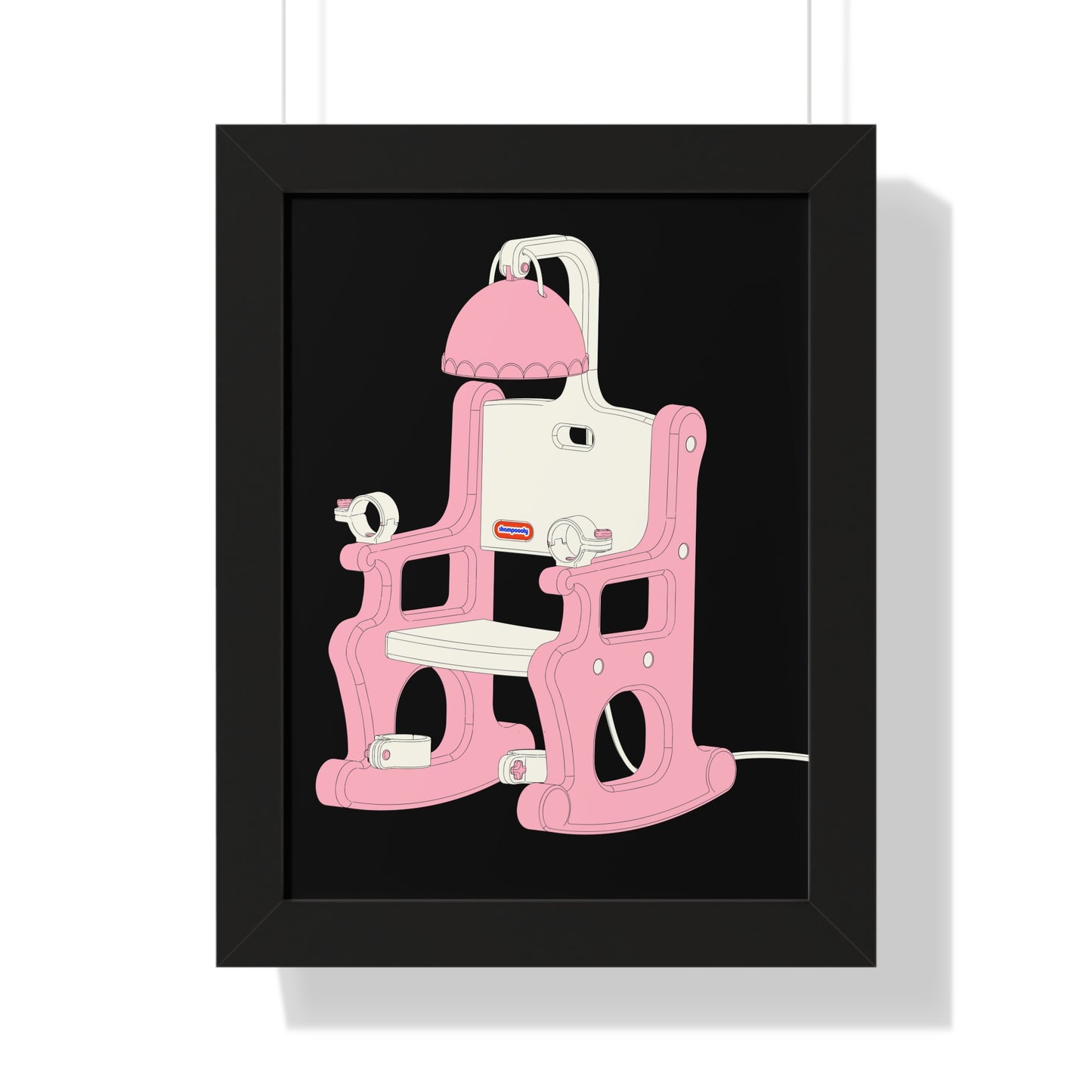 Electric Chair Illustration Framed Print (Black)