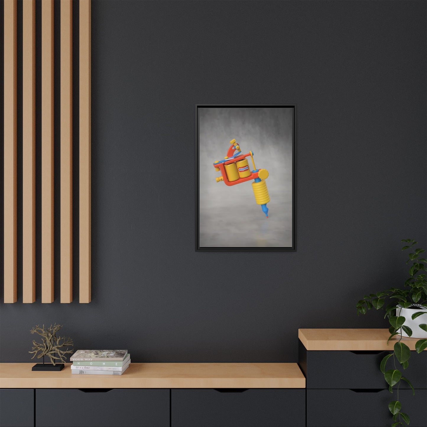 Tattoo Gun Framed Canvas Gallery Wrap